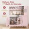 Best Choice Products Wooden Cottage Kids Pretend Play Kitchen with 11 Accessories, Espresso Machine